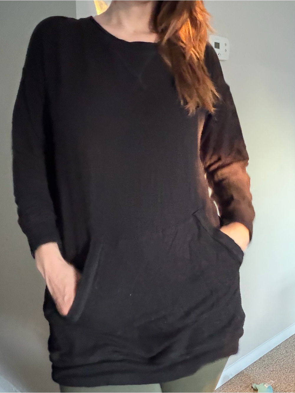 Splendid Black Luxury V Stitch Tunic Sweatshirt M EUC Made In USA Loungewear